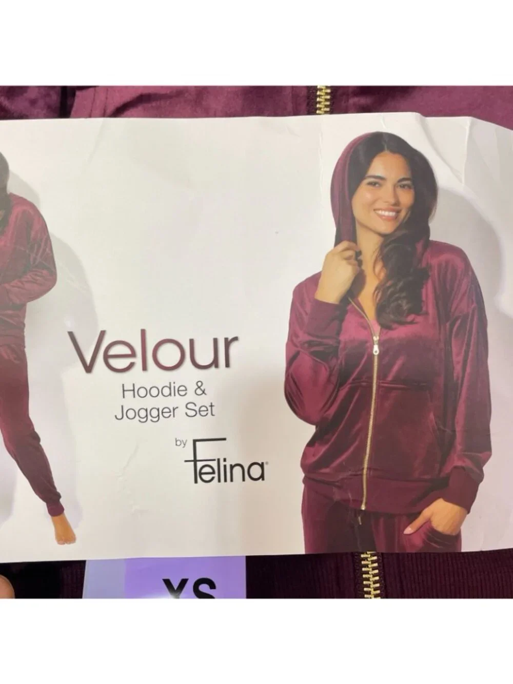 NWT Felina Women's XS Tracksuit Hoodie & Jogger Set Burgundy